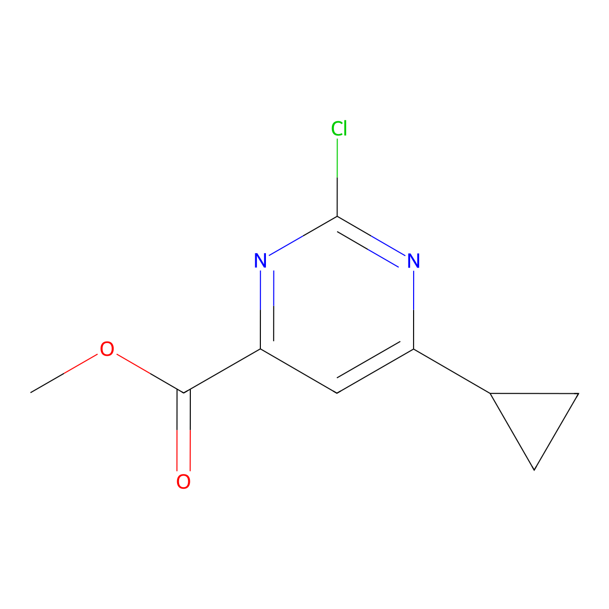 Methyl 2-chloro-6-cyclopropylpyrimidine-4-carboxylate molecular structure, CAS 1175925-40-2