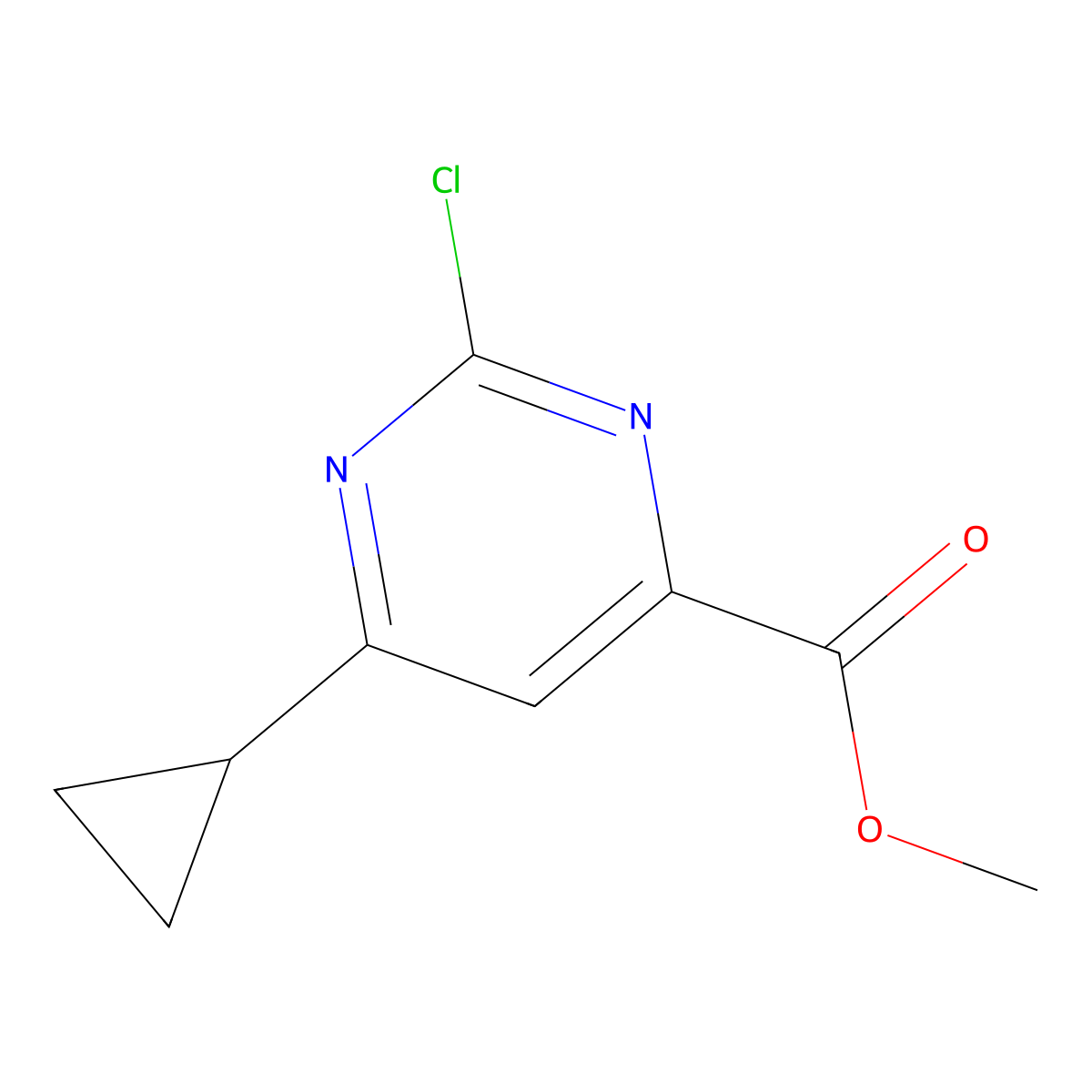 Methyl 2-chloro-6-cyclopropylpyrimidine-4-carboxylate molecular structure, CAS 1175925-40-2