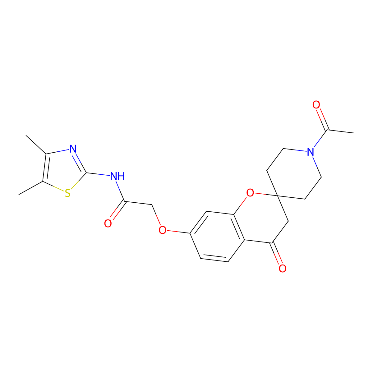 2-((1'-acetyl-4-oxospiro[chroman-2,4'-piperidin]-7-yl)oxy)-N-(4,5-dimethylthiazol-2-yl)acetamide molecular structure, CAS 1175939-51-1