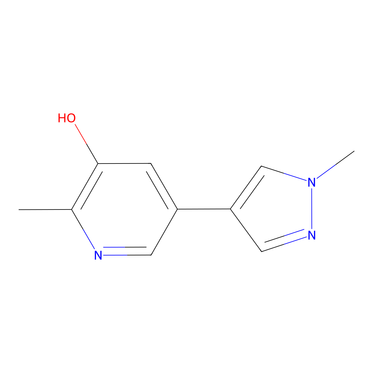 2-methyl-5-(1-methyl-1H-pyrazol-4-yl)pyridin-3-ol molecular structure, CAS 1175943-47-1