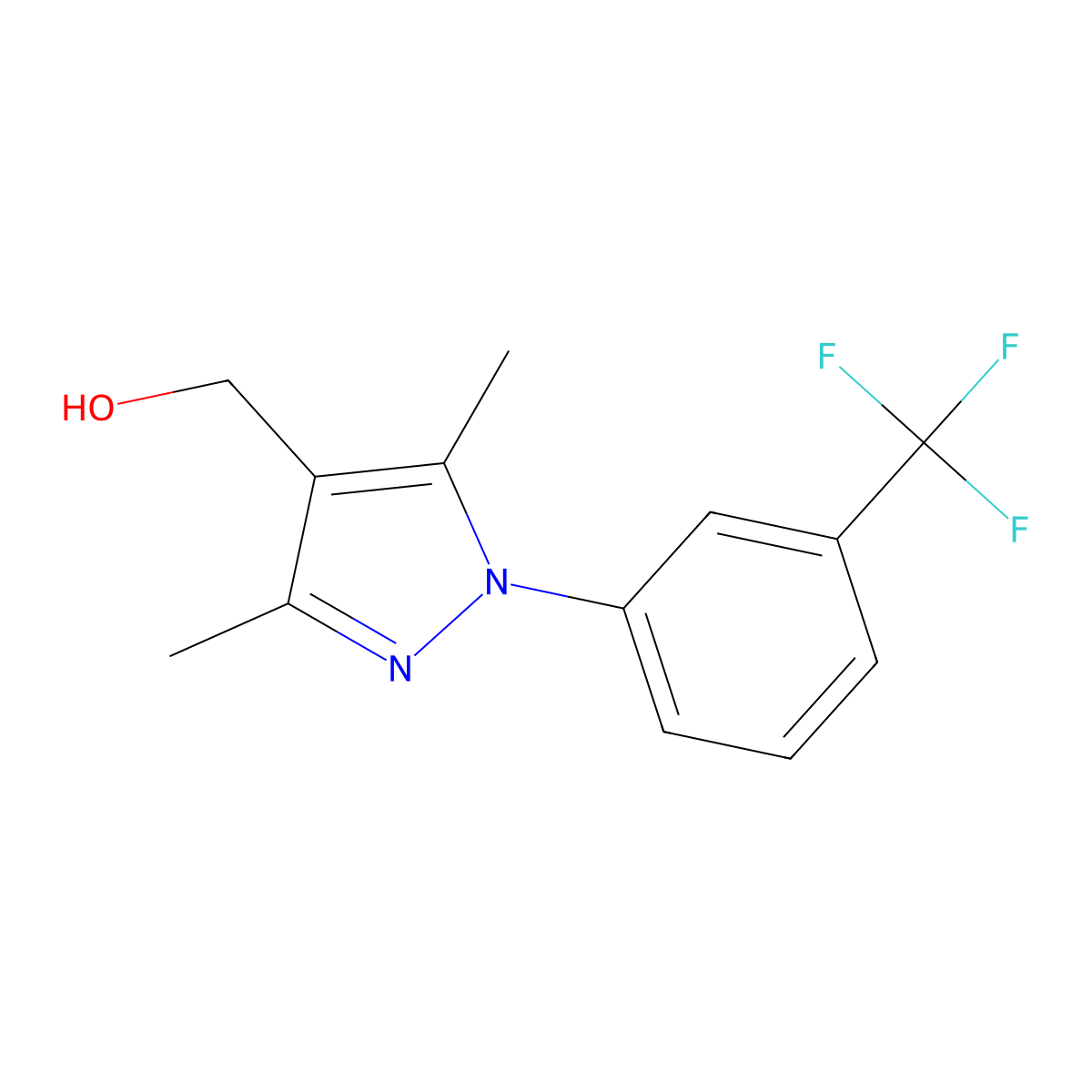 (3,5-Dimethyl-1-(3-(trifluoromethyl)phenyl)-1H-pyrazol-4-yl)methanol molecular structure, CAS 1175961-05-3