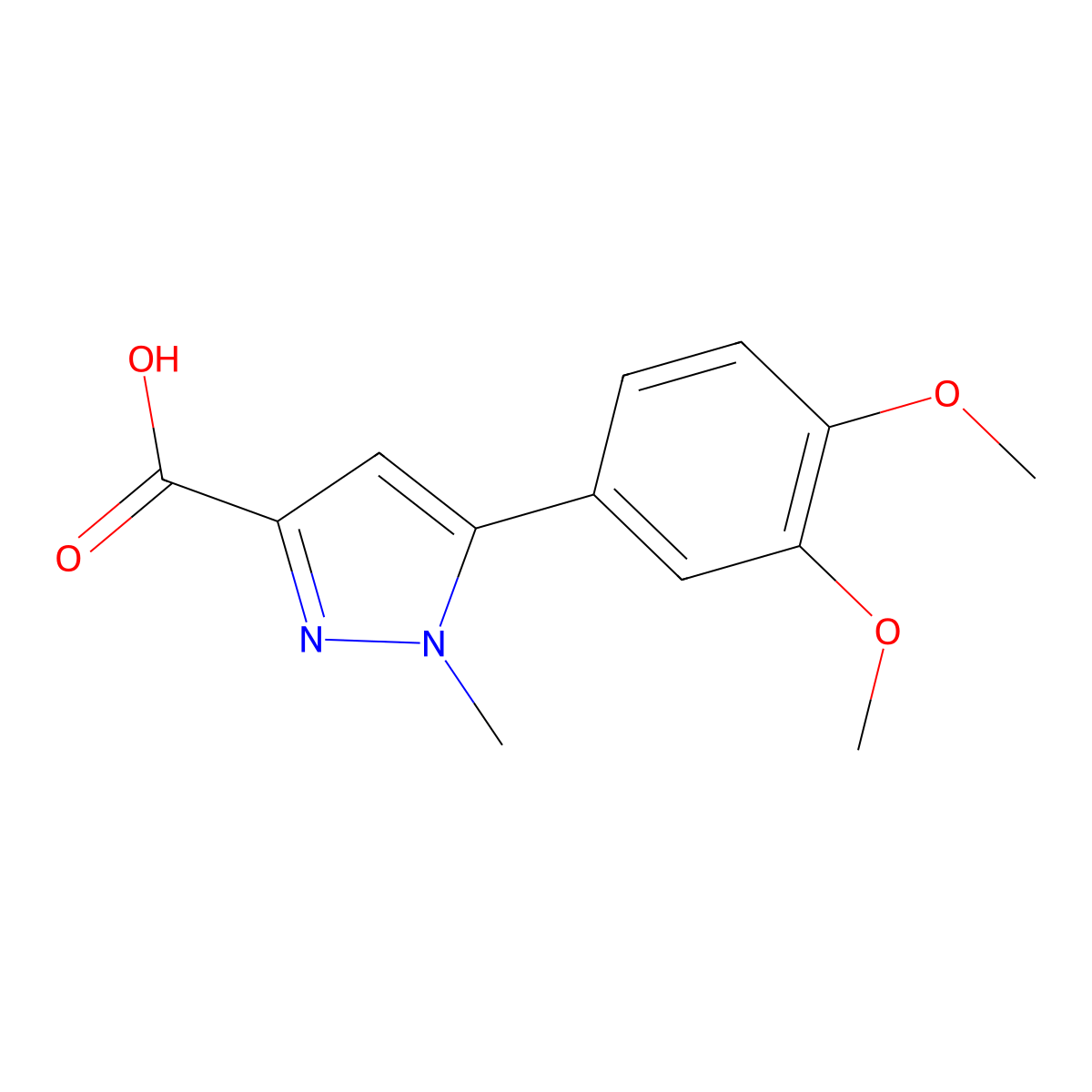 5-(3,4-dimethoxyphenyl)-1-methyl-1H-pyrazole-3-carboxylic acid molecular structure, CAS 1175962-10-3