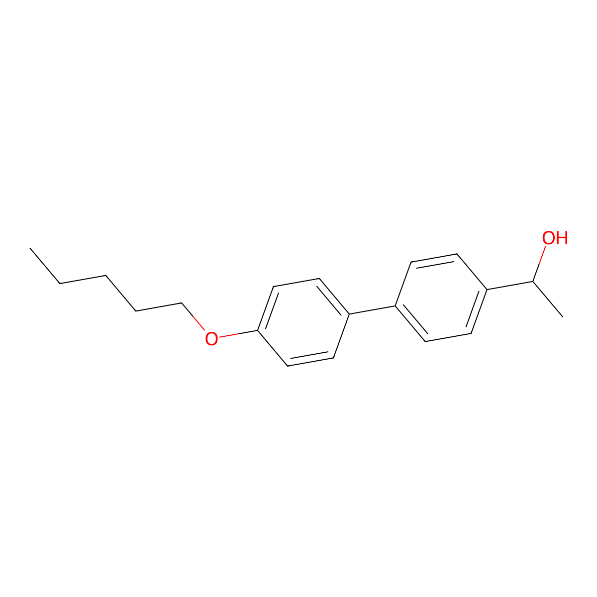 1-(4'-(Pentyloxy)-[1,1'-biphenyl]-4-yl)ethanol molecular structure, CAS 117598-19-3