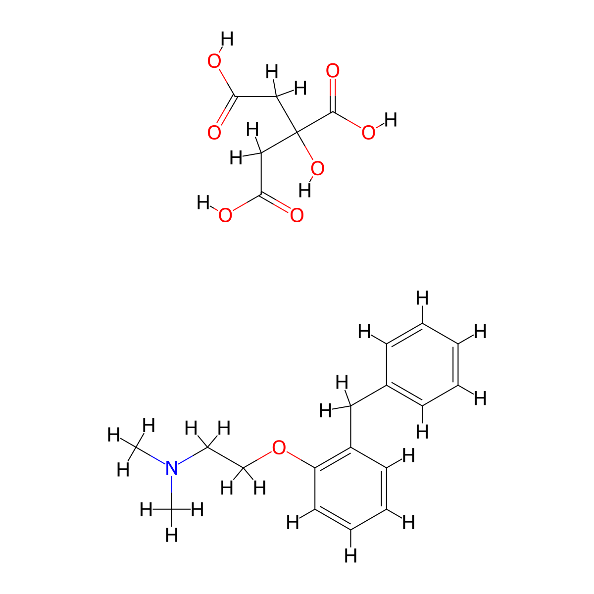Phenyltoloxamine Citrate molecular structure, CAS 1176-08-5