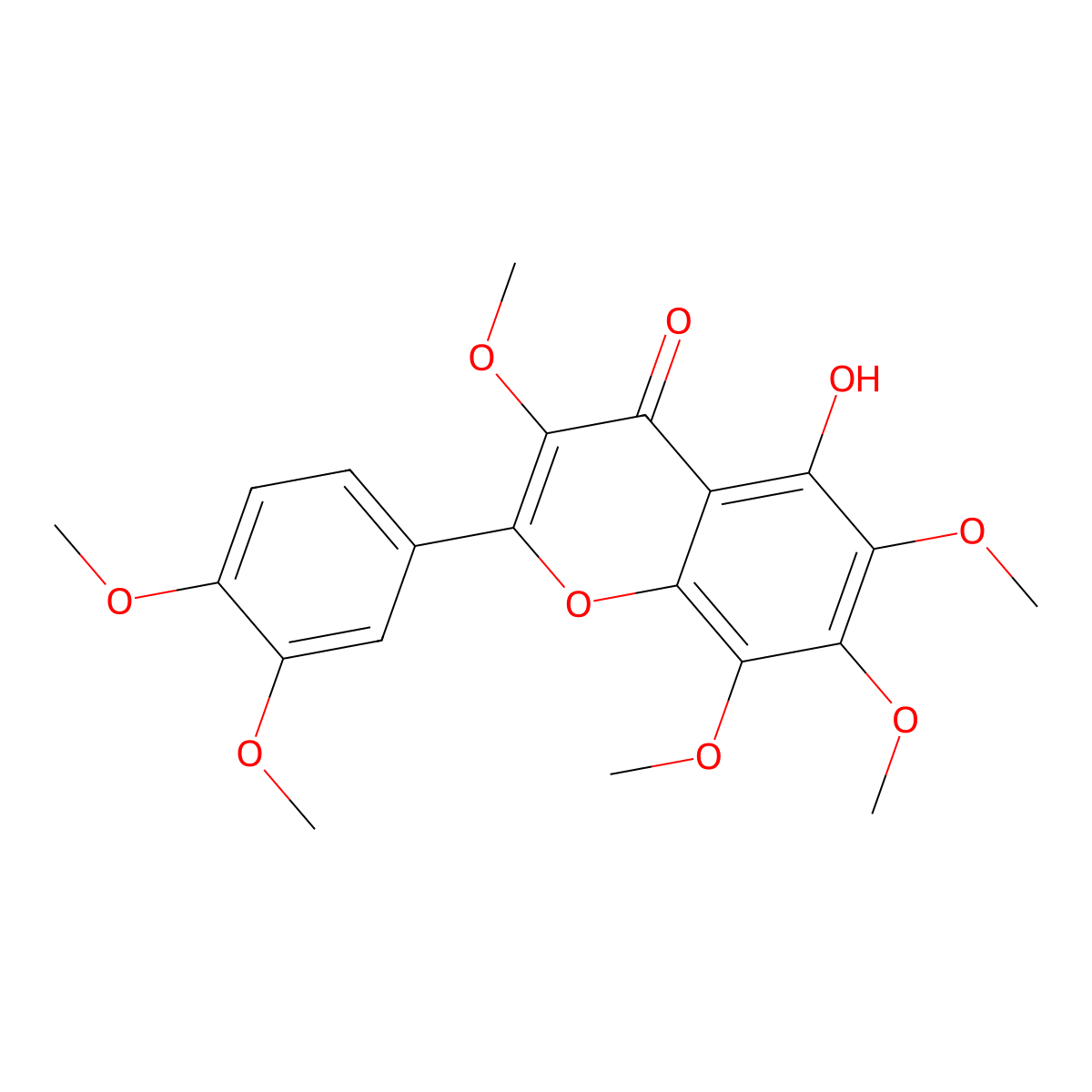 5-Hydroxy-3,6,7,8,3',4'-hexamethoxyflavone molecular structure, CAS 1176-88-1