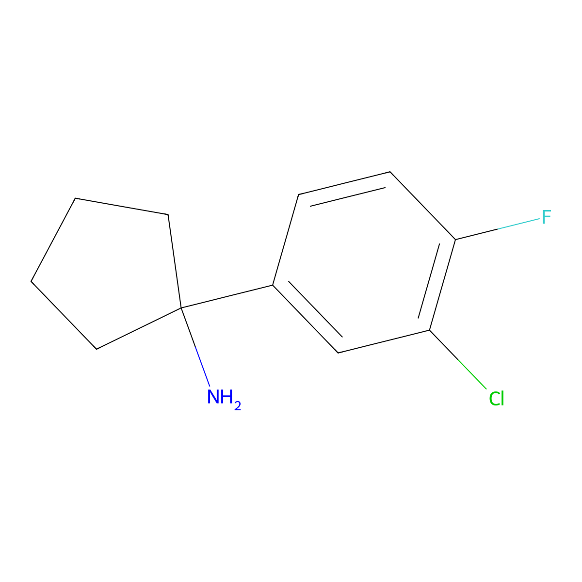 1-(3-Chloro-4-fluorophenyl)cyclopentanamine molecular structure, CAS 1176017-03-0