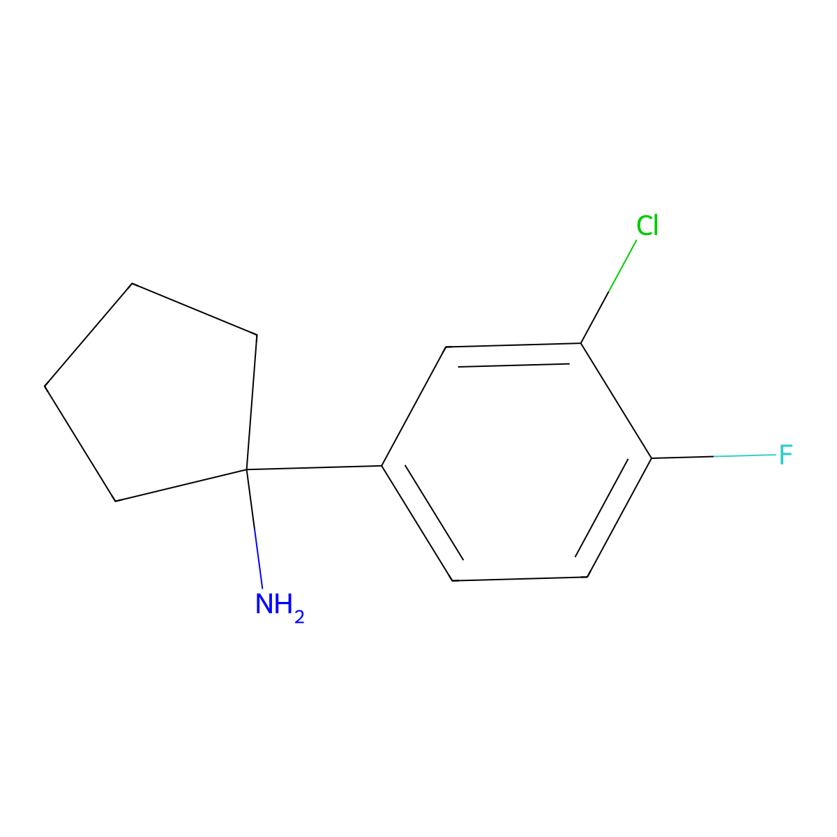 1-(3-Chloro-4-fluorophenyl)cyclopentanamine molecular structure, CAS 1176017-03-0