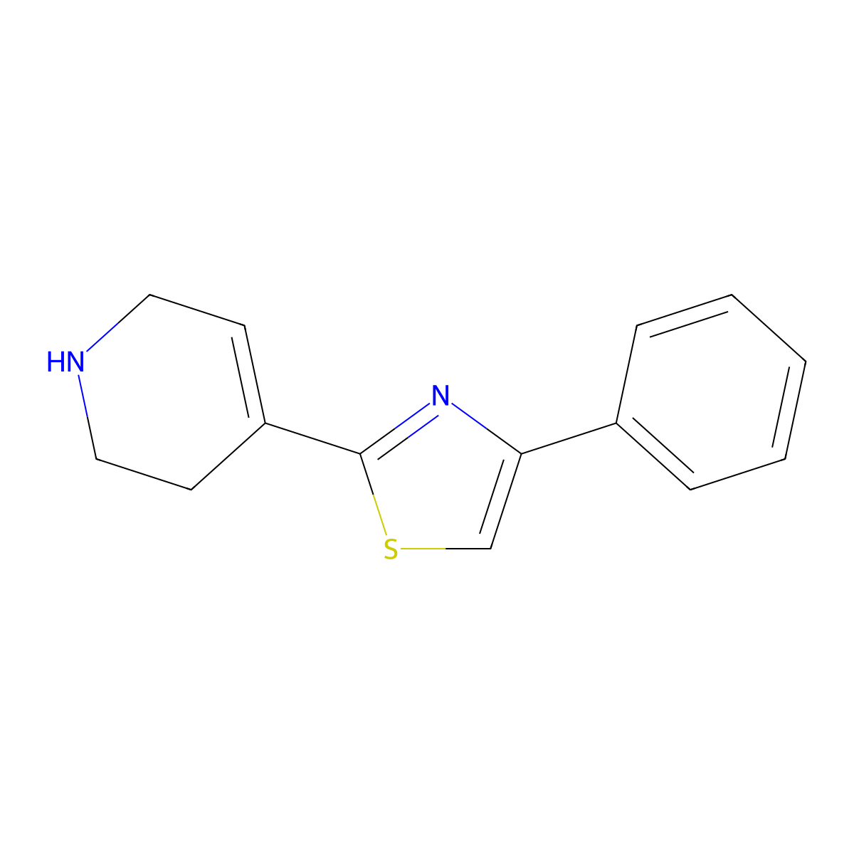4-Phenyl-2-(1,2,3,6-tetrahydropyridin-4-yl)thiazole molecular structure, CAS 1176017-38-1