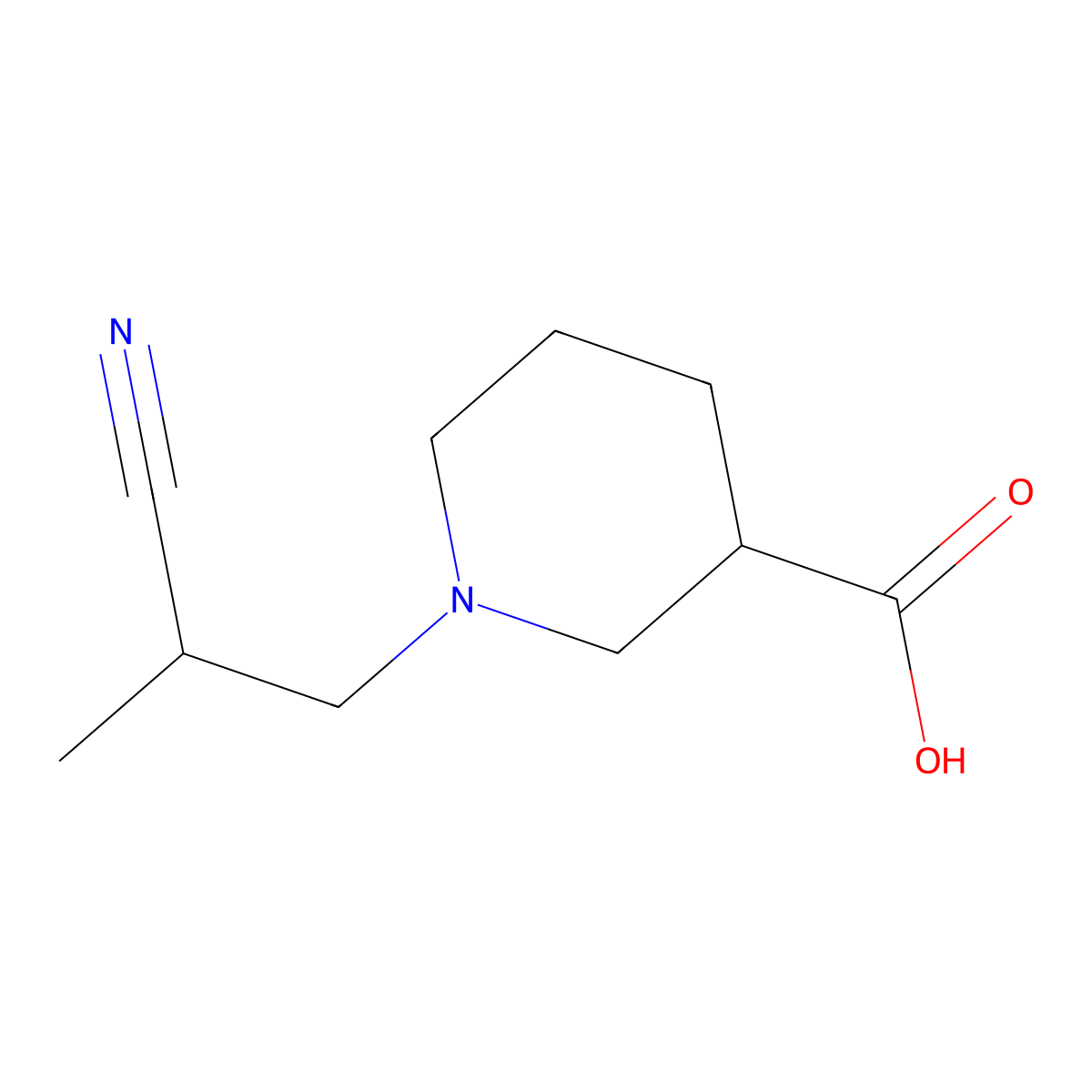 1-(2-Cyanopropyl)piperidine-3-carboxylic acid molecular structure, CAS 1176018-28-2