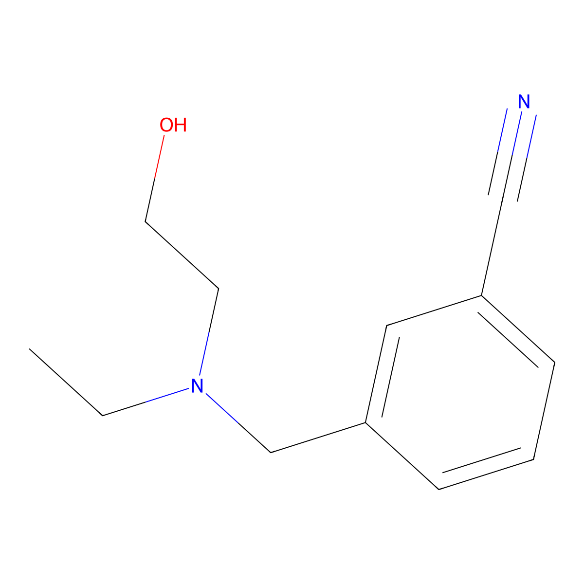 3-{[Ethyl-(2-hydroxy-ethyl)-amino]-methyl}-benzonitrile molecular structure, CAS 1176018-44-2
