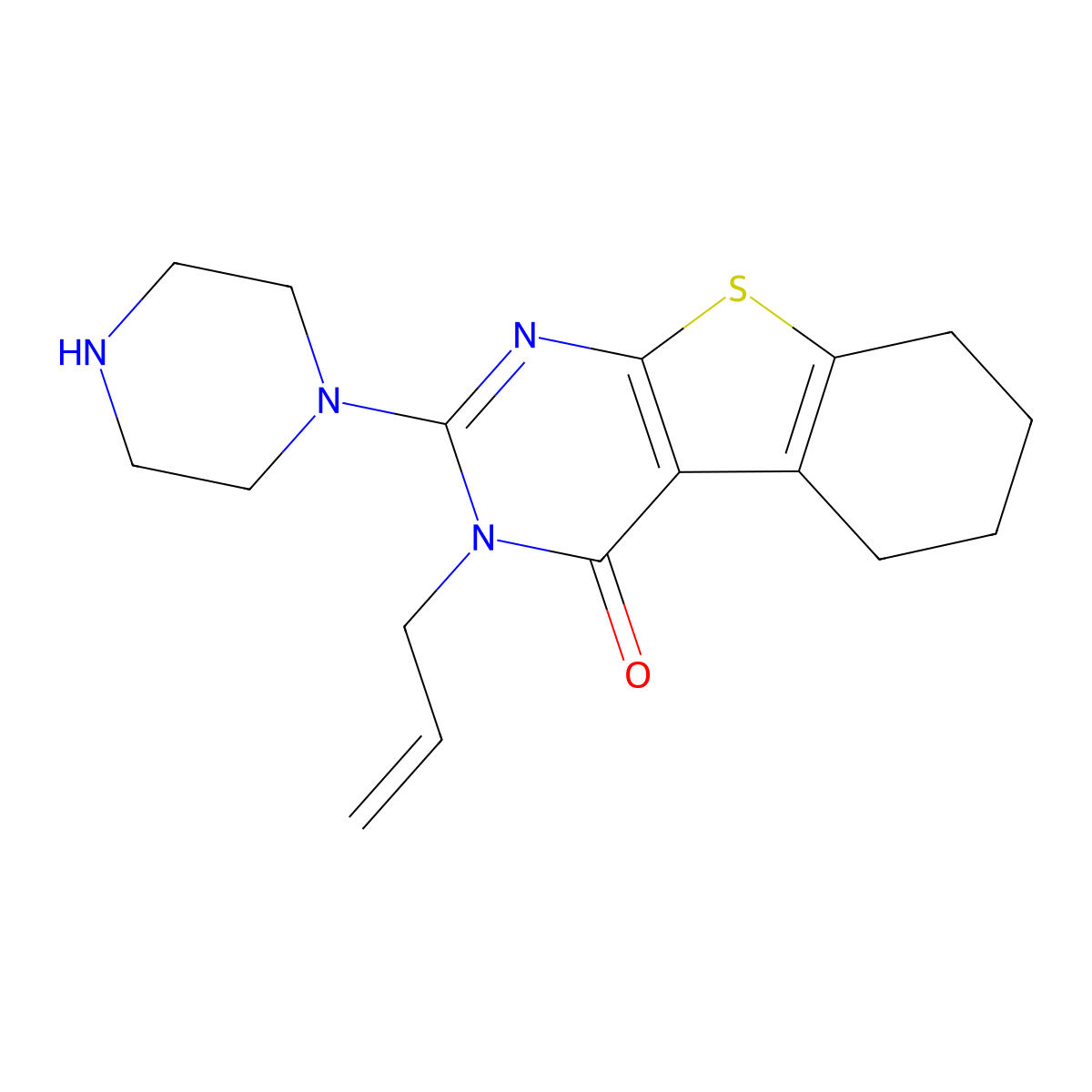 5-(Piperazin-1-yl)-4-(prop-2-en-1-yl)-8-thia-4,6-diazatricyclo[7.4.0.0^{2,7}]trideca-1(9),2(7),5-trien-3-one molecular structure, CAS 1176027-61-4