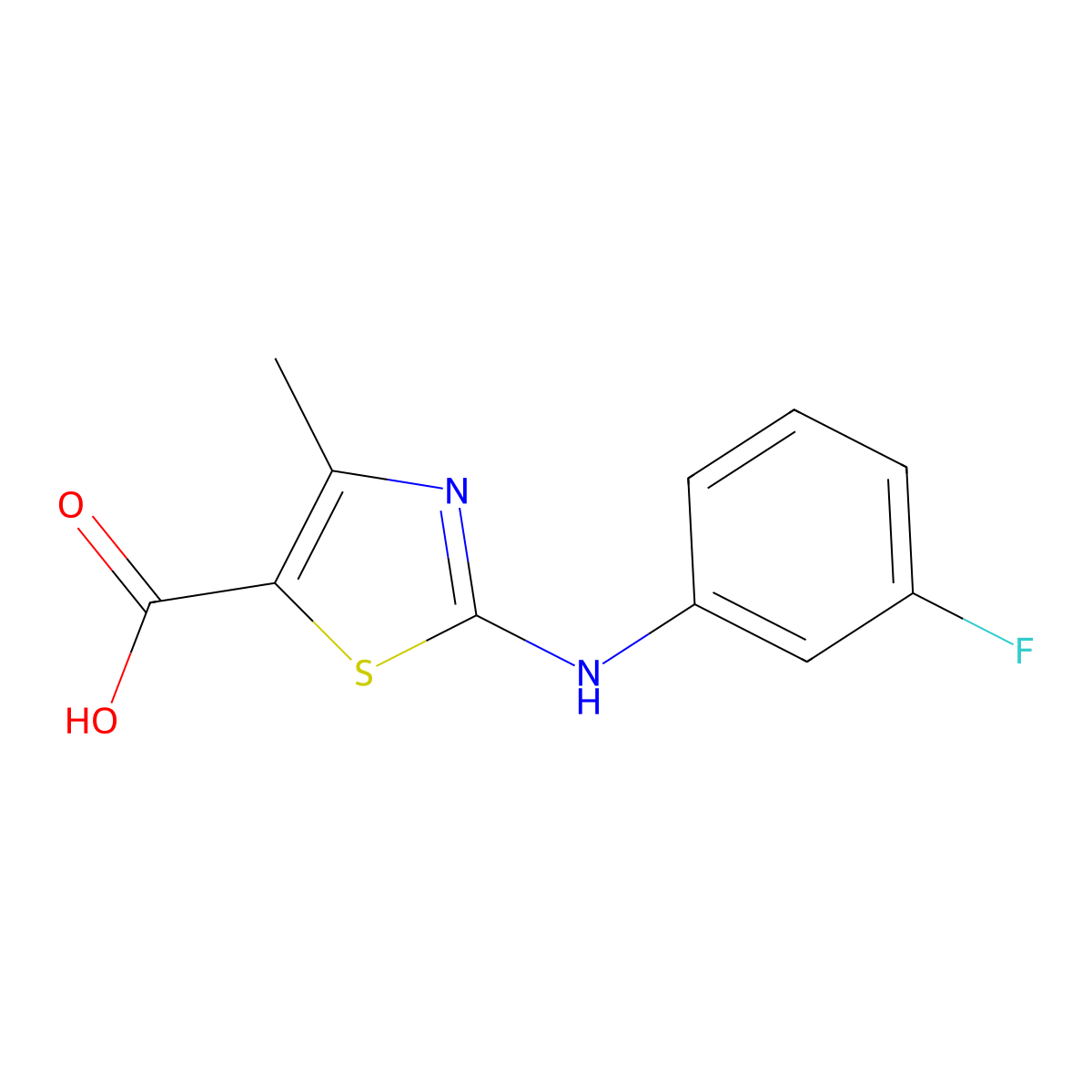 2-((3-Fluorophenyl)amino)-4-methylthiazole-5-carboxylic acid molecular structure, CAS 1176035-32-7