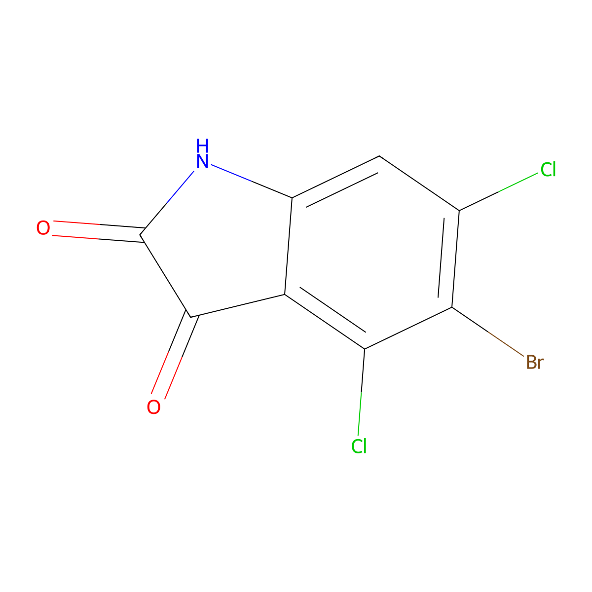 5-Bromo-4,6-dichloro-2,3-dihydro-1H-indole-2,3-dione molecular structure, CAS 1176058-73-3