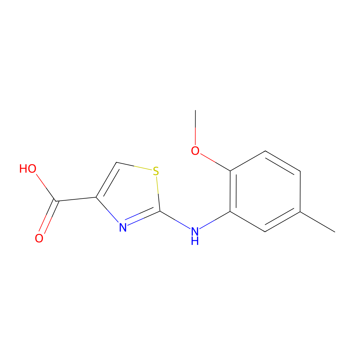 2-[(2-Methoxy-5-methylphenyl)amino]-1,3-thiazole-4-carboxylic acid molecular structure, CAS 1176076-84-8