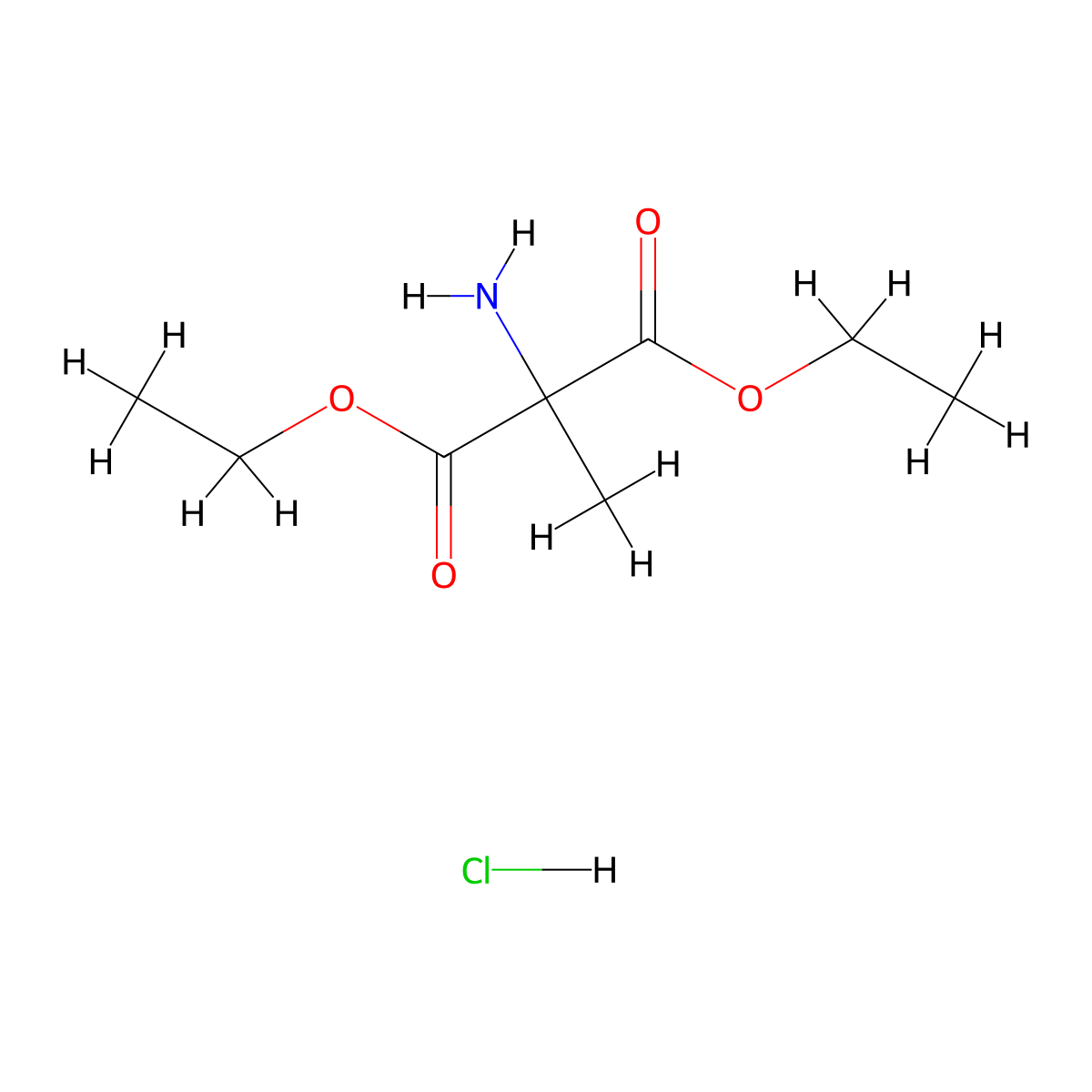 1,3-Diethyl 2-amino-2-methylpropanedioate hydrochloride molecular structure, CAS 117610-09-0