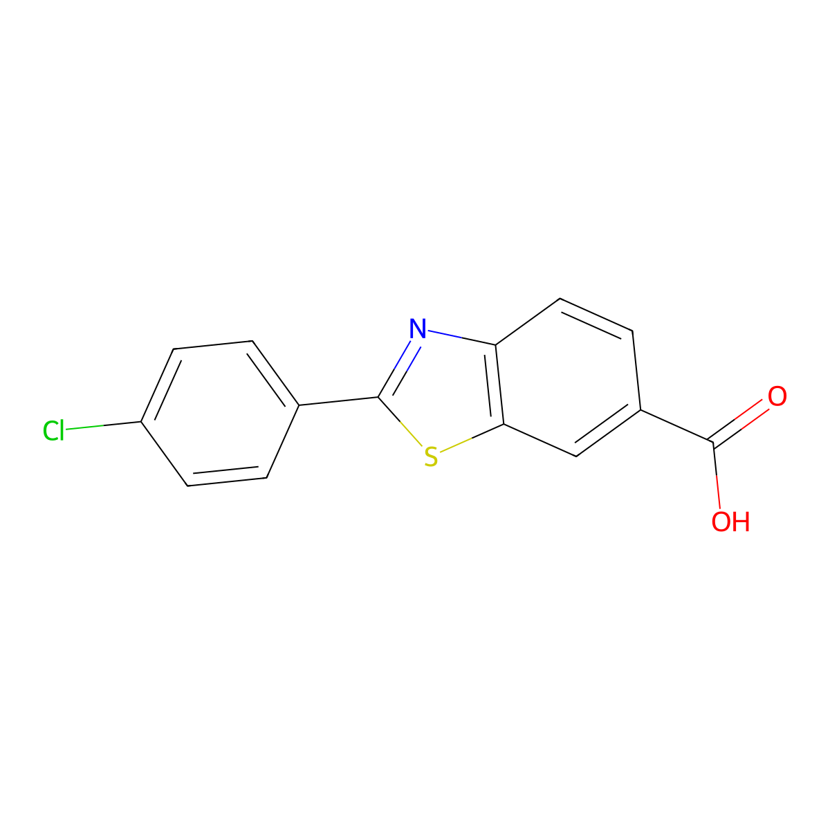 2-(4-Chlorophenyl)-1,3-benzothiazole-6-carboxylic acid molecular structure, CAS 1176114-71-8