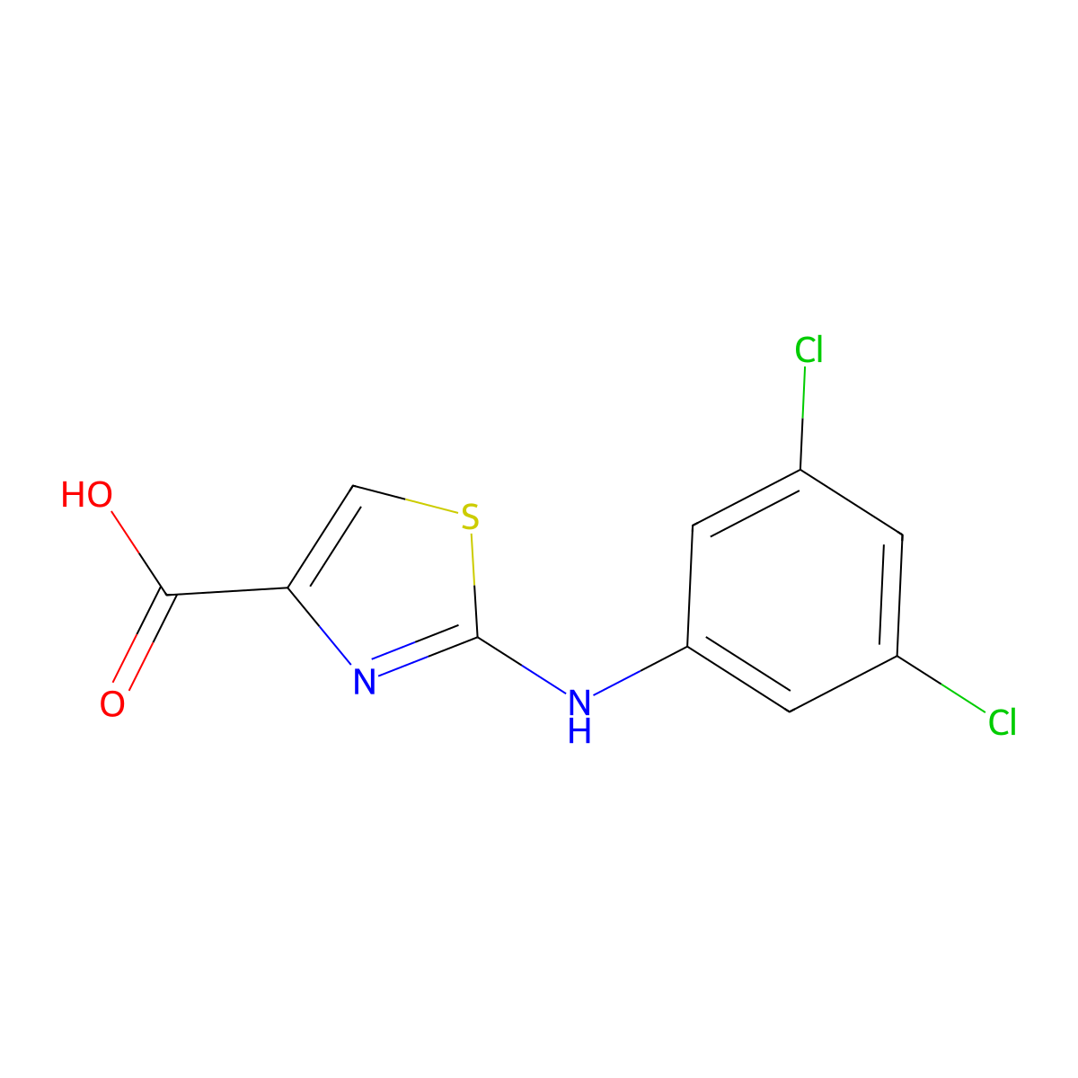 2-((3,5-Dichlorophenyl)amino)-1,3-thiazole-4-carboxylic acid molecular structure, CAS 1176121-33-7