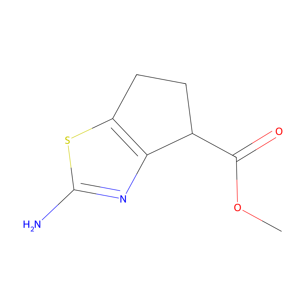 methyl 2-amino-4H,5H,6H-cyclopenta[d][1,3]thiazole-4-carboxylate molecular structure, CAS 1176127-21-1