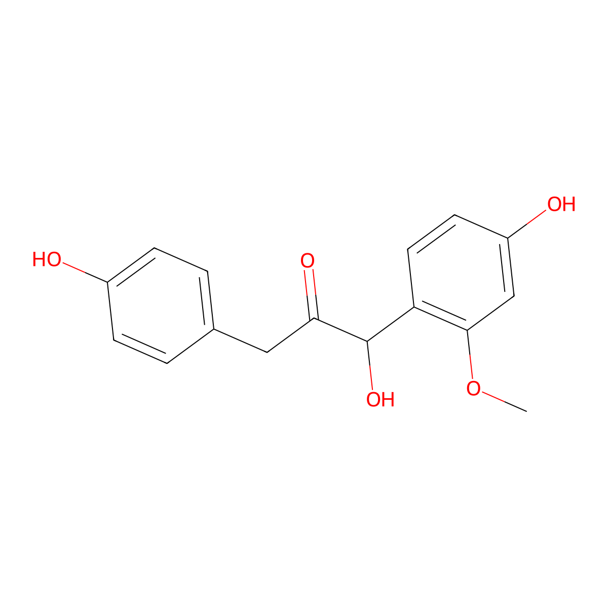 1-Hydroxy-1-(4-hydroxy-2-methoxyphenyl)-3-(4-hydroxyphenyl)propan-2-one molecular structure, CAS 117614-84-3