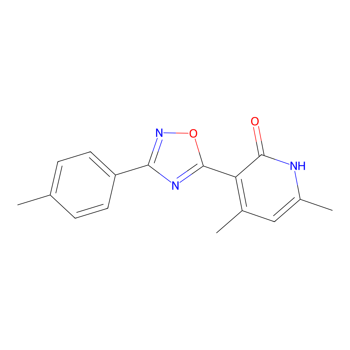 4,6-dimethyl-3-[3-(4-methylphenyl)-1,2,4-oxadiazol-5-yl]pyridin-2(1H)-one molecular structure, CAS 1176146-55-6