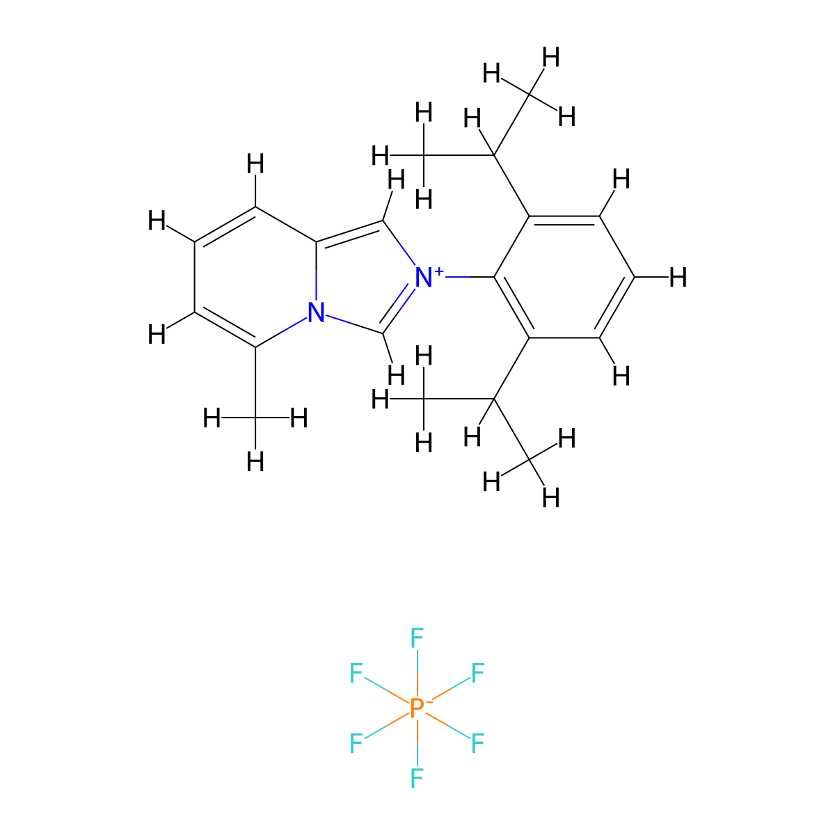 2-(2,6-Diisopropylphenyl)-5-methylimidazo[1,5-a]pyridinium hexafluorophosphate molecular structure, CAS 1176202-62-2