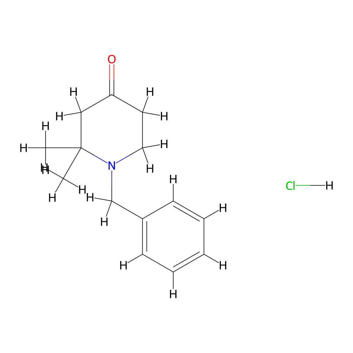 1-Benzyl-2,2-dimethylpiperidin-4-one hydrochloride molecular structure, CAS 117623-50-4
