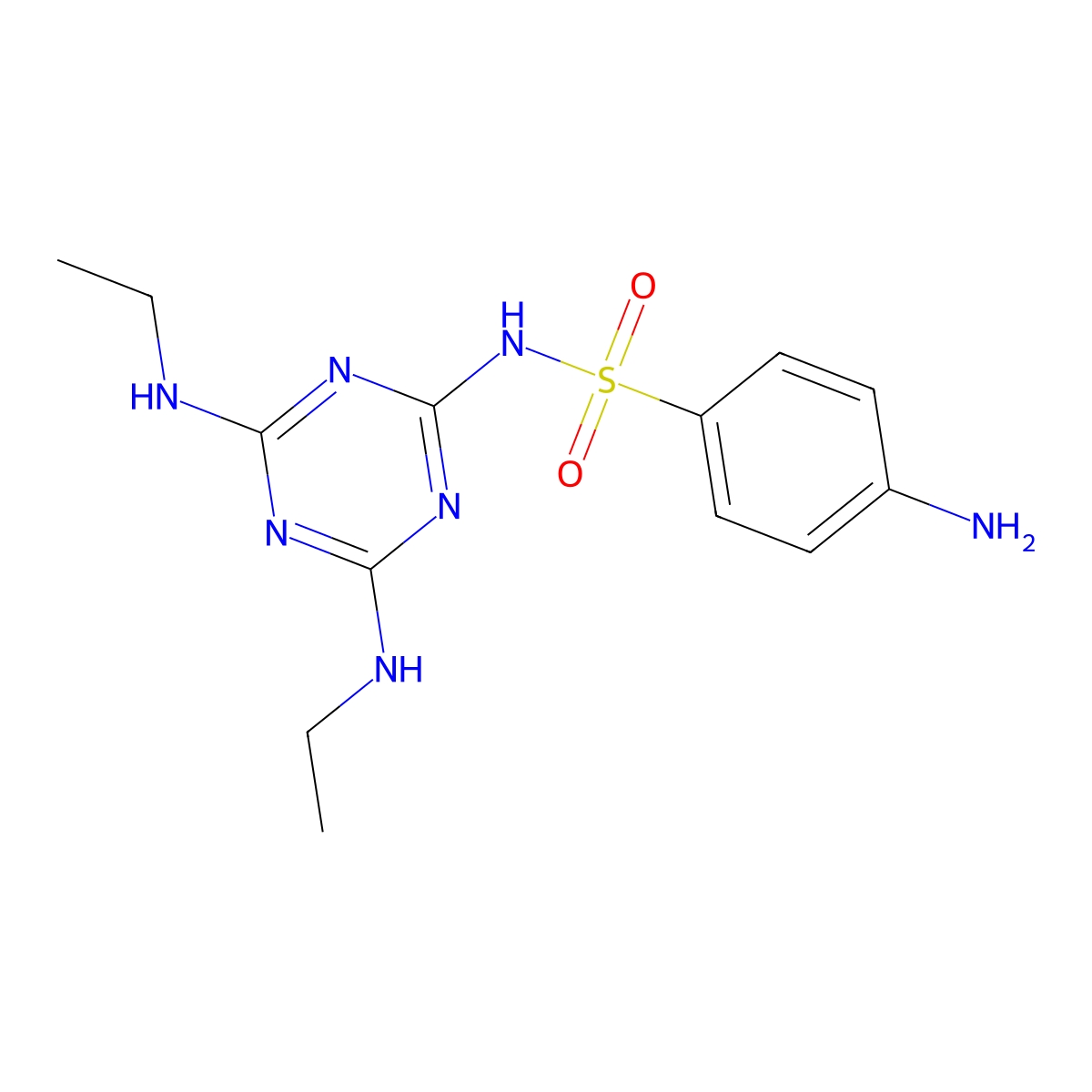 4-amino-N-[4,6-bis(ethylamino)-1,3,5-triazin-2-yl]benzenesulfonamide molecular structure, CAS 117623-76-4