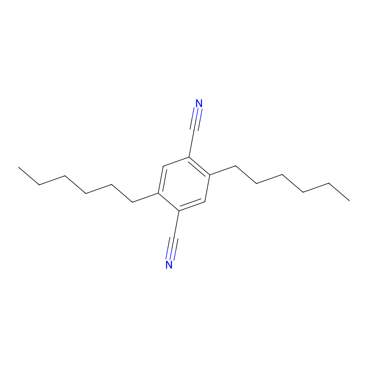 2,5-Dihexylterephthalonitrile molecular structure, CAS 117635-25-3