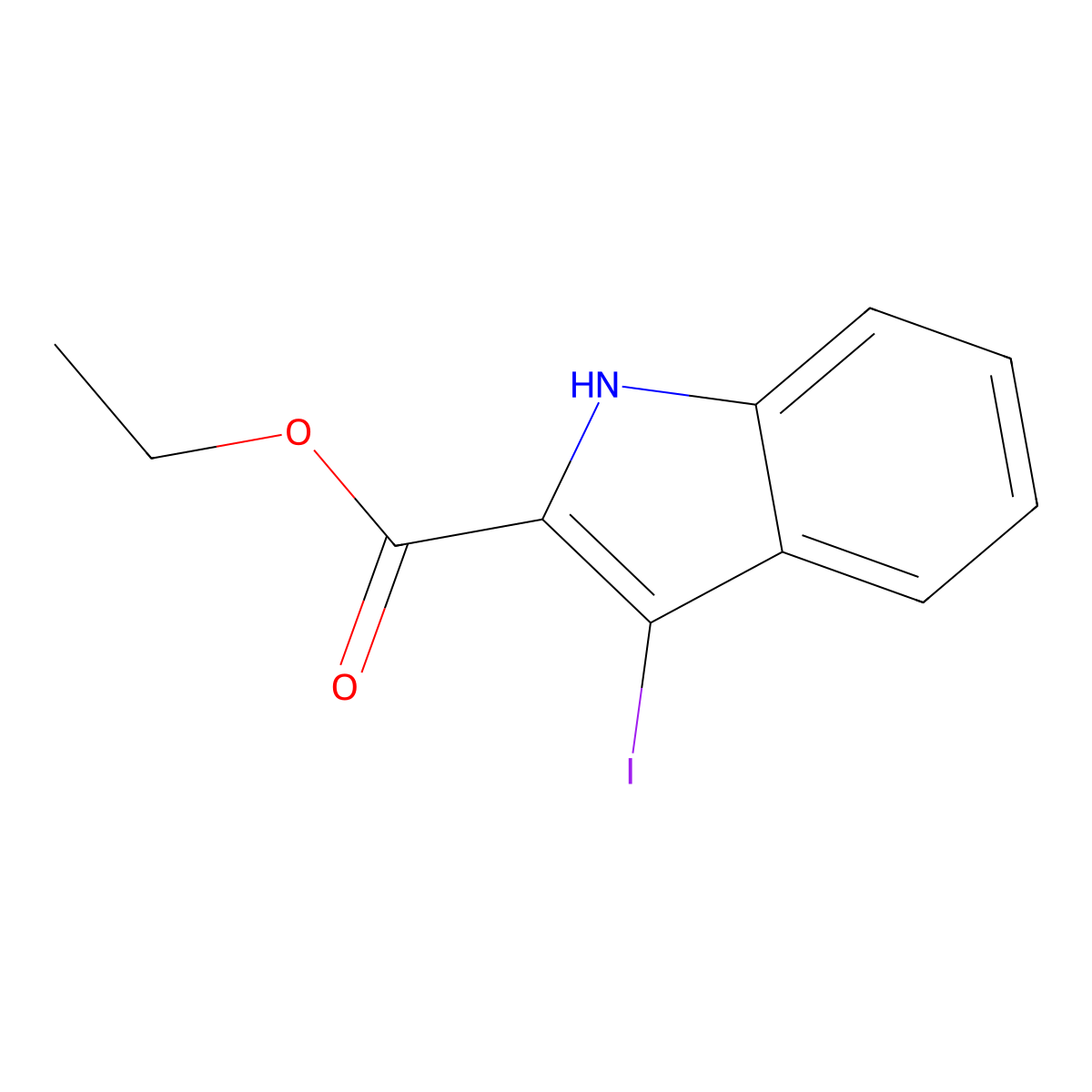 Ethyl 3-iodo-1H-indole-2-carboxylate molecular structure, CAS 117637-79-3