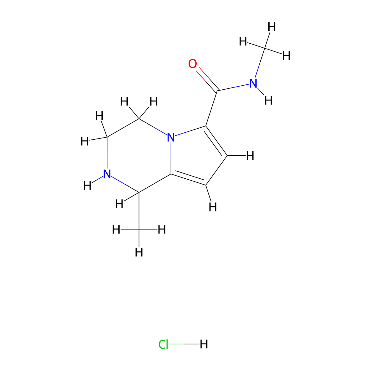 N,1-dimethyl-1H,2H,3H,4H-pyrrolo[1,2-a]pyrazine-6-carboxamidehydrochloride molecular structure, CAS 1176417-15-4