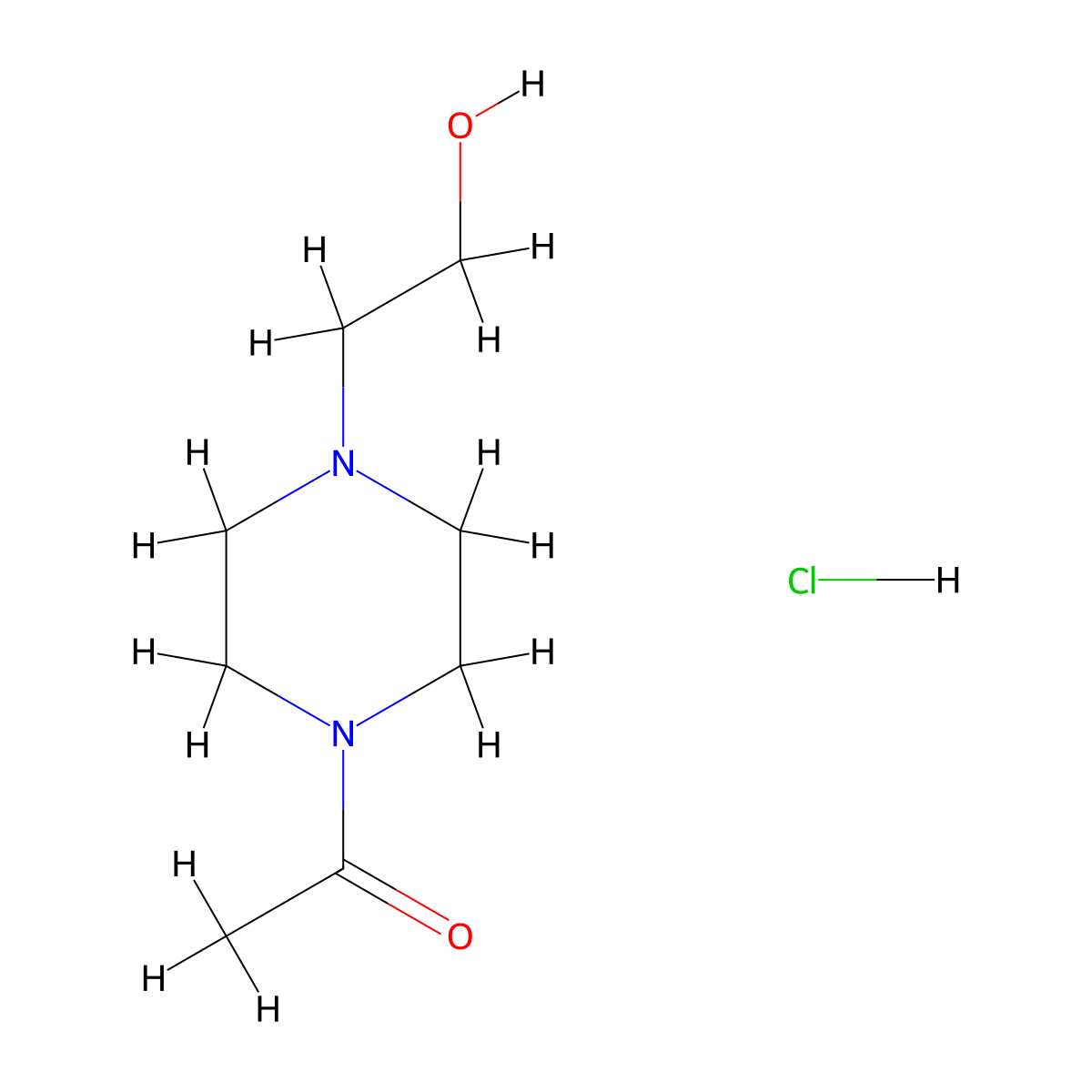 1-(4-(2-Hydroxyethyl)piperazin-1-yl)ethanone hydrochloride molecular structure, CAS 1176419-58-1