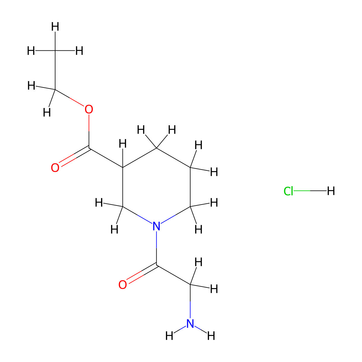 Ethyl 1-(2-aminoacetyl)piperidine-3-carboxylate hydrochloride molecular structure, CAS 1176419-77-4