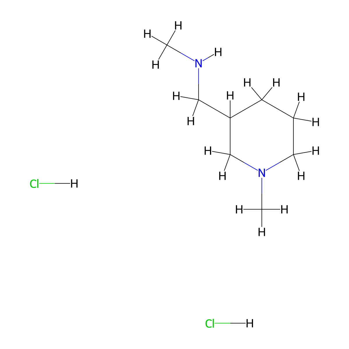 1-Methyl-3-(methylaminomethyl)piperidine dihydrochloride molecular structure, CAS 1176419-81-0