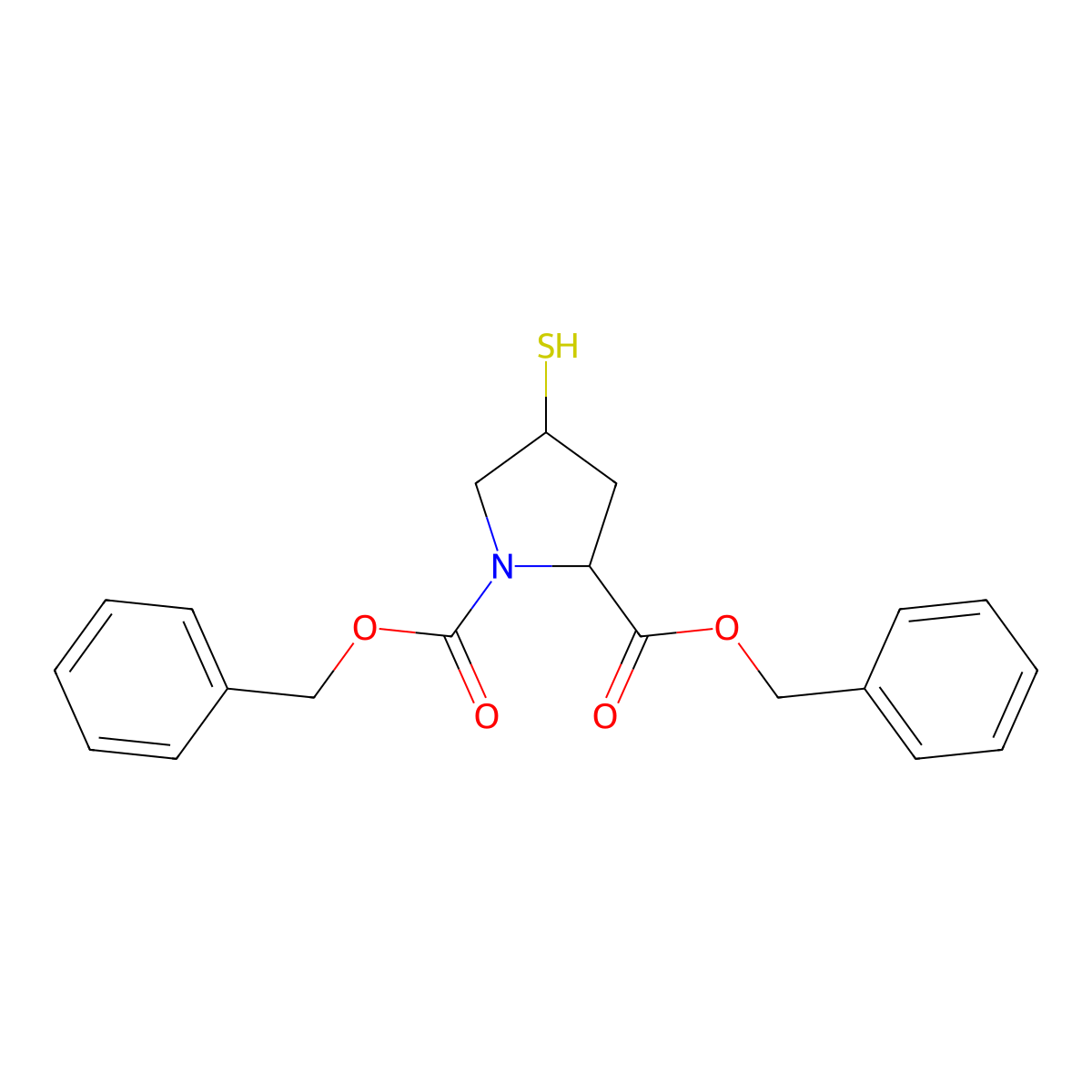 (2S,4S)-Dibenzyl 4-mercaptopyrrolidine-1,2-dicarboxylate molecular structure, CAS 1176446-09-5