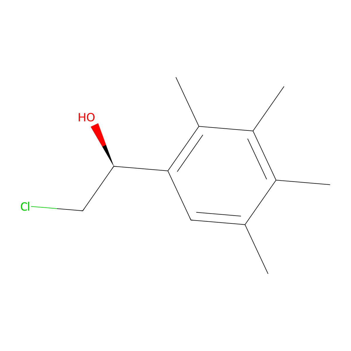 (1S)-2-Chloro-1-(2,3,4,5-tetramethylphenyl)ethan-1-ol molecular structure, CAS 1176448-54-6