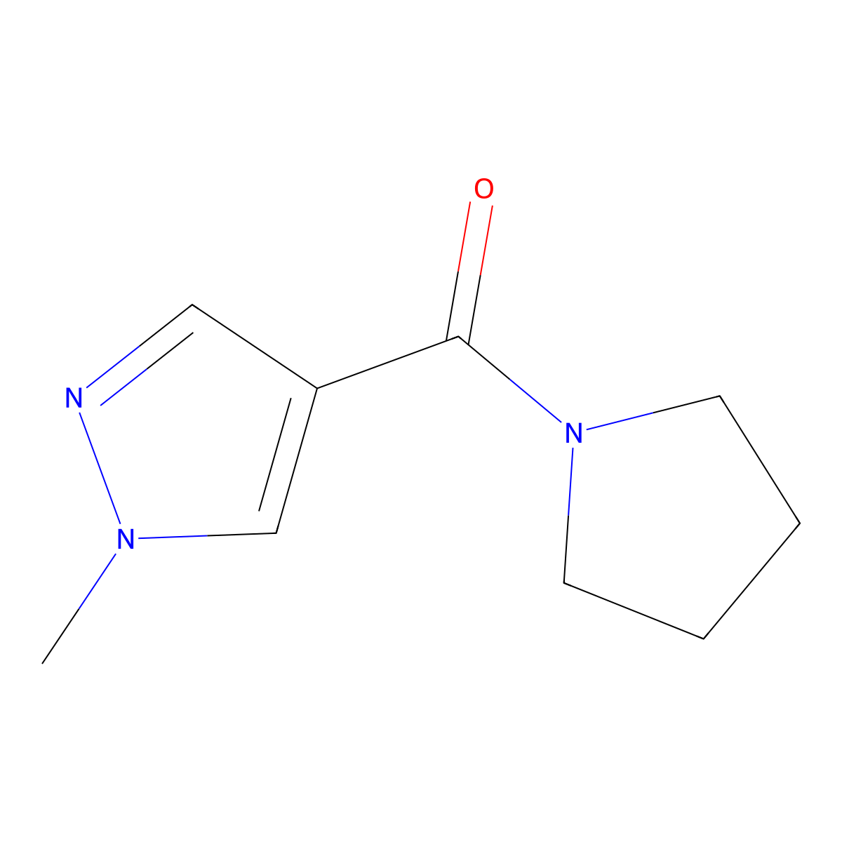 1-methyl-4-(pyrrolidine-1-carbonyl)-1H-pyrazole molecular structure, CAS 1176466-13-9