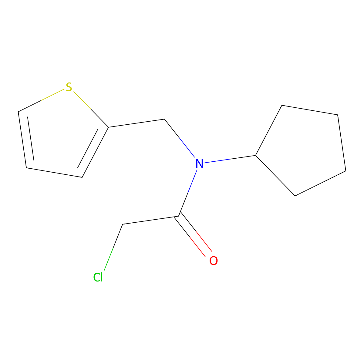 2-chloro-N-cyclopentyl-N-[(thiophen-2-yl)methyl]acetamide molecular structure, CAS 1176467-77-8