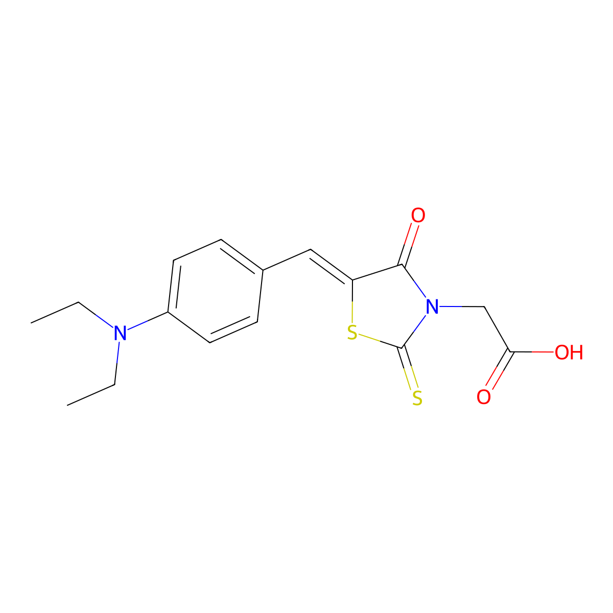 3-Carboxymethyl-5-(p-diethylaminobenzylidene)rhodanine molecular structure, CAS 117648-60-9
