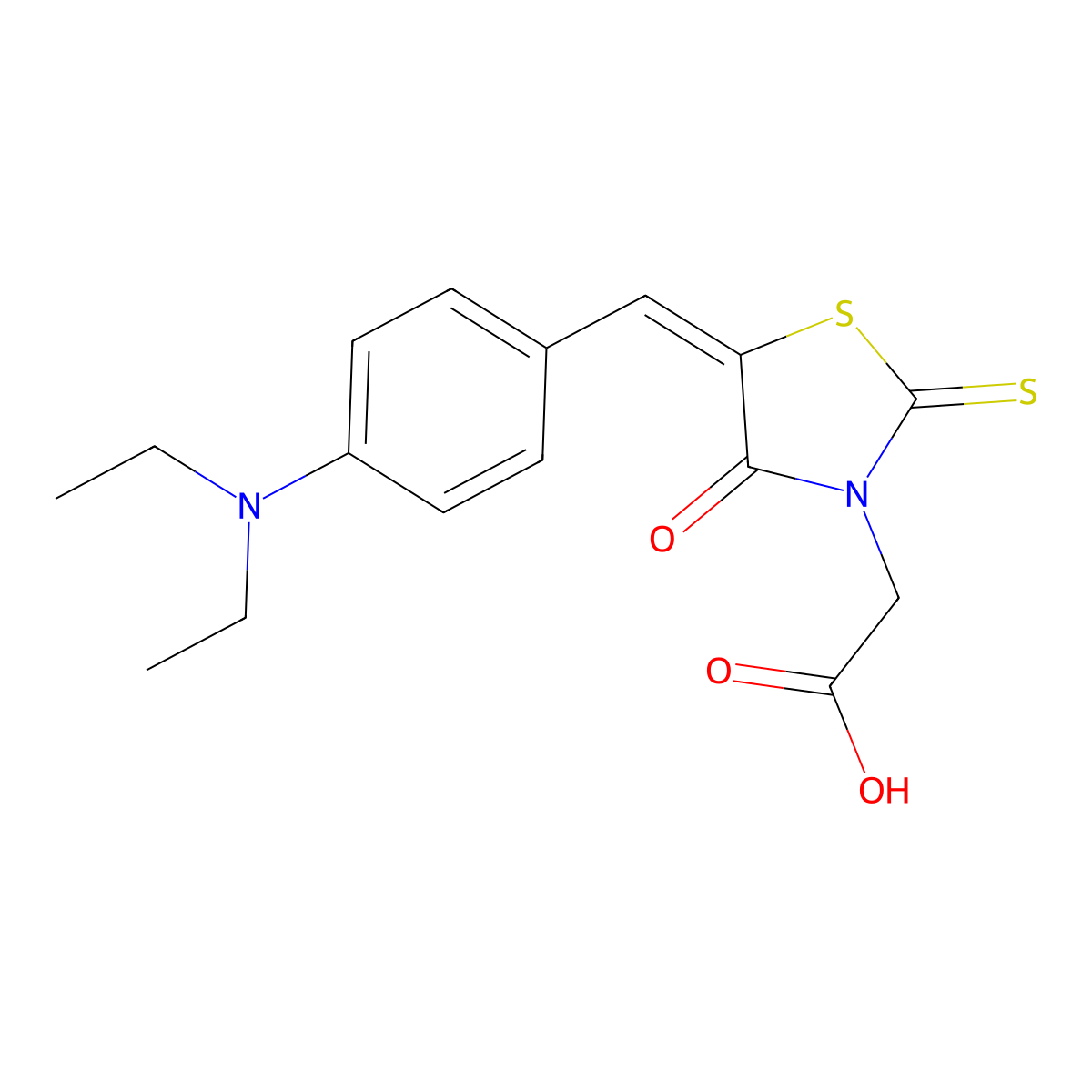 3-Carboxymethyl-5-(p-diethylaminobenzylidene)rhodanine molecular structure, CAS 117648-60-9