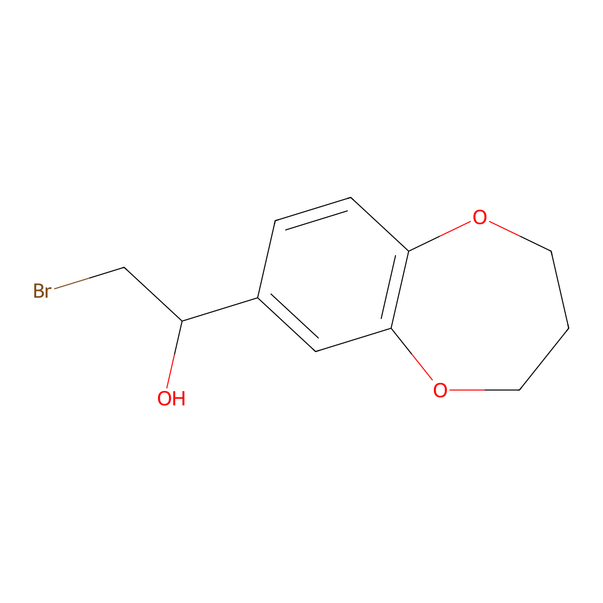 (1S)-2-bromo-1-(3,4-dihydro-2H-1,5-benzodioxepin-7-yl)ethan-1-ol molecular structure, CAS 1176485-37-2