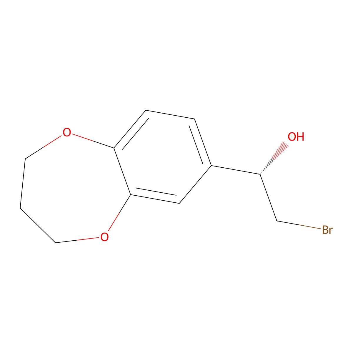 (1S)-2-bromo-1-(3,4-dihydro-2H-1,5-benzodioxepin-7-yl)ethan-1-ol molecular structure, CAS 1176485-37-2