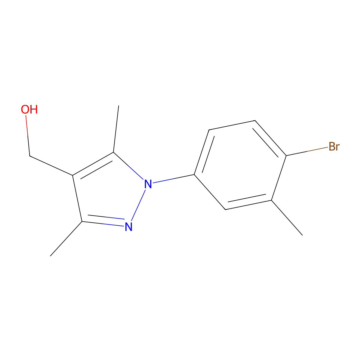 (1-(4-Bromo-3-methylphenyl)-3,5-dimethyl-1H-pyrazol-4-yl)methanol molecular structure, CAS 1176497-56-5