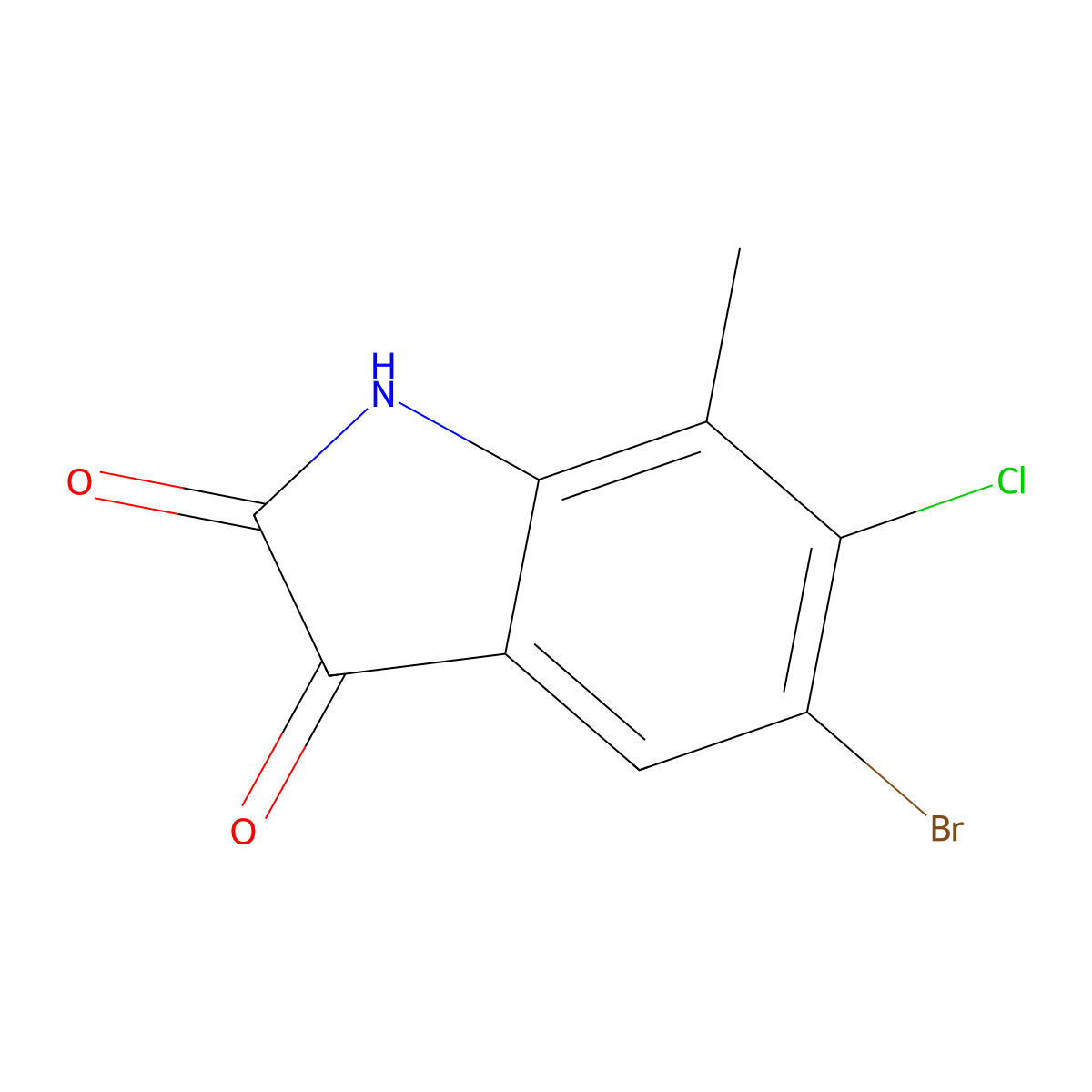 5-Bromo-6-chloro-7-methyl-2,3-dihydro-1H-indole-2,3-dione molecular structure, CAS 1176518-71-0