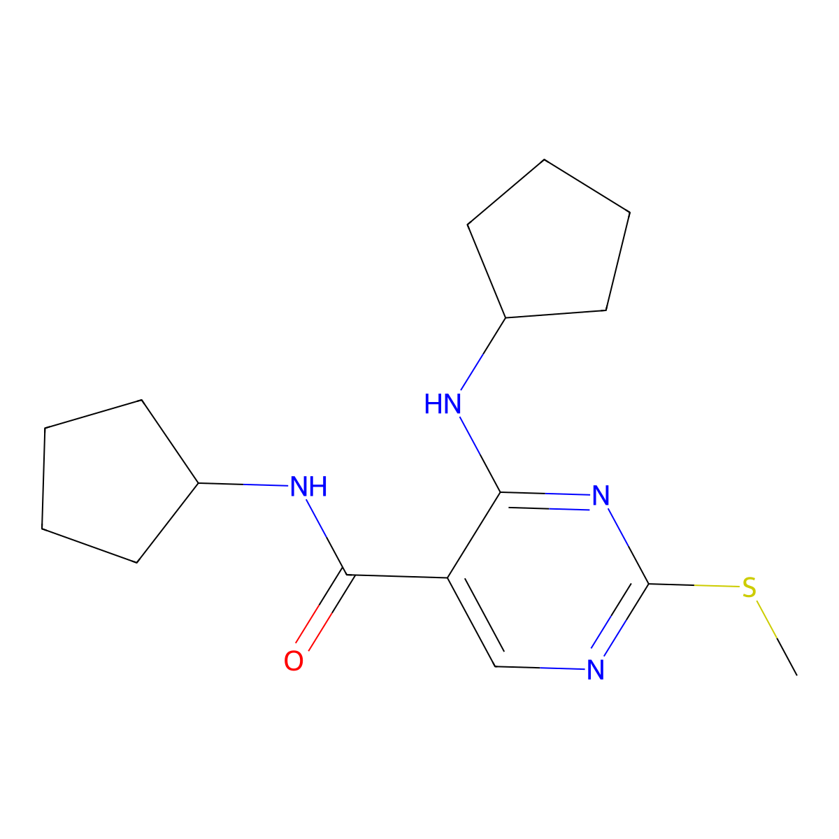 N-Cyclopentyl-4-(cyclopentylamino)-2-(methylthio)-5-pyrimidinecarboxamide molecular structure, CAS 1176523-50-4