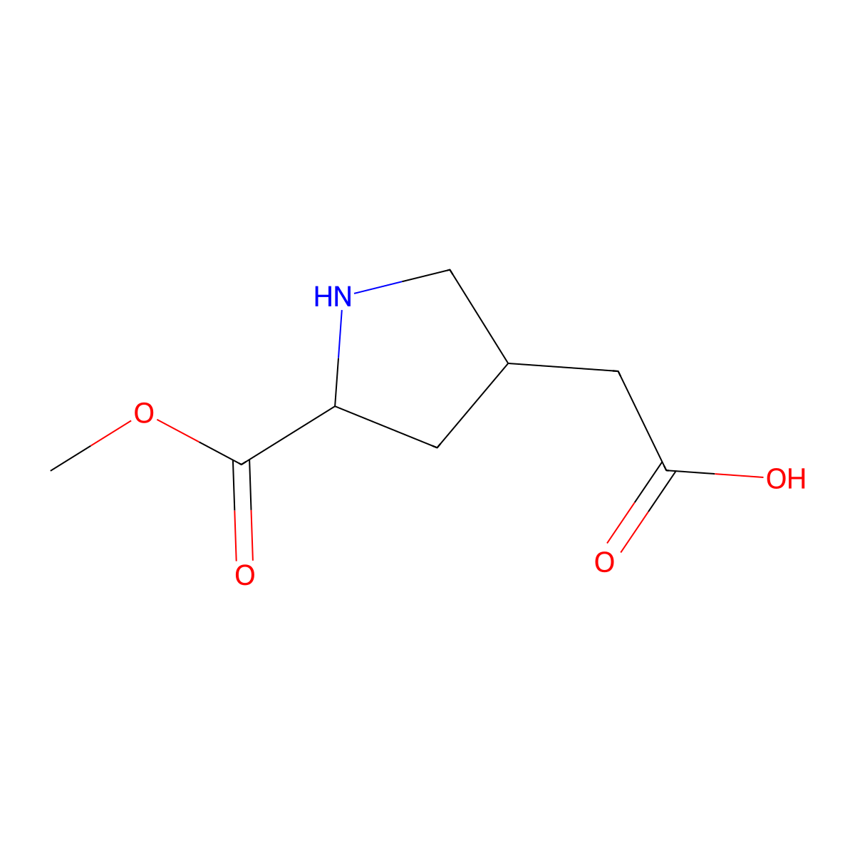 2-((3R,5S)-5-(Methoxycarbonyl)pyrrolidin-3-yl)acetic acid molecular structure, CAS 117653-38-0