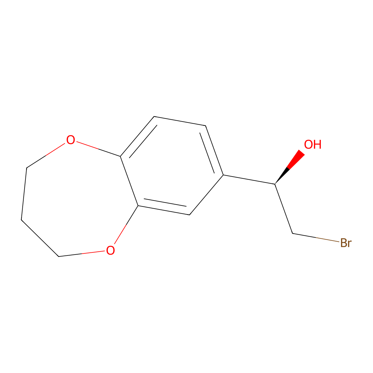 (1R)-2-bromo-1-(3,4-dihydro-2H-1,5-benzodioxepin-7-yl)ethan-1-ol molecular structure, CAS 1176530-80-5