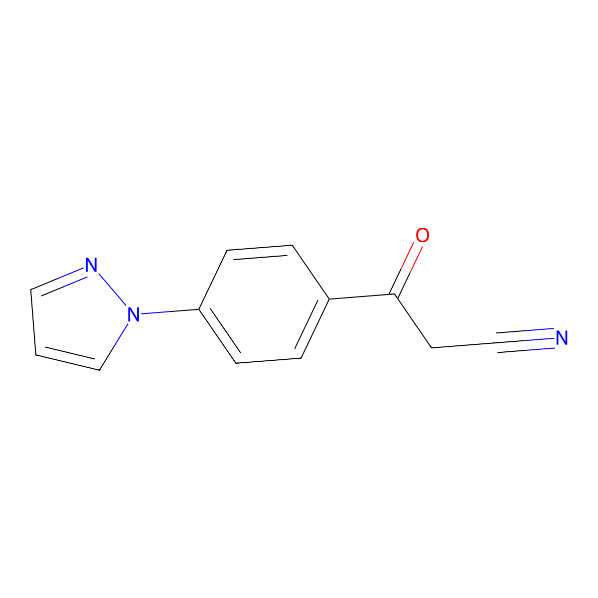 3-oxo-3-[4-(1H-pyrazol-1-yl)phenyl]propanenitrile molecular structure, CAS 1176541-33-5