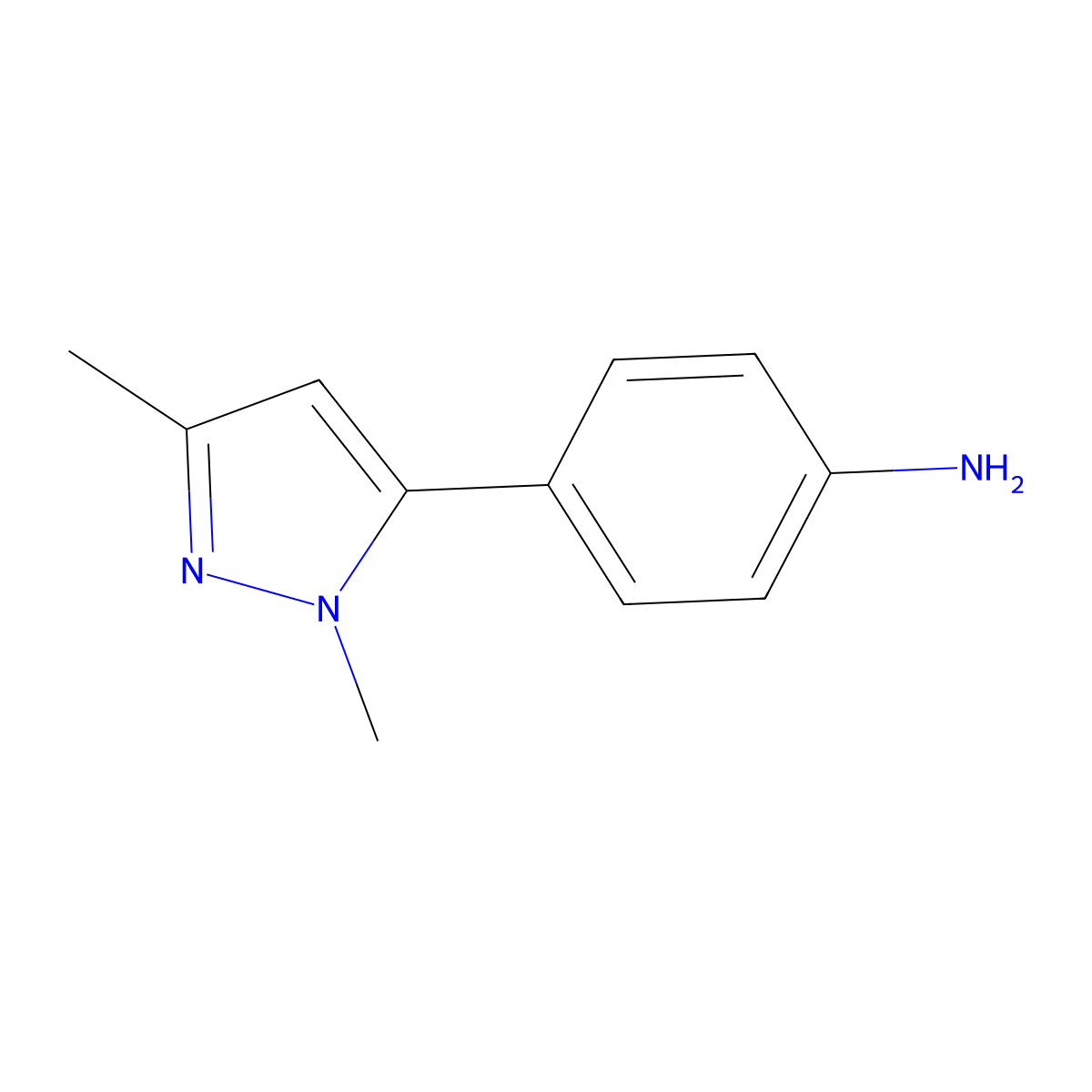 4-(1,3-Dimethyl-1H-pyrazol-5-yl)benzenamine molecular structure, CAS 1176543-62-6