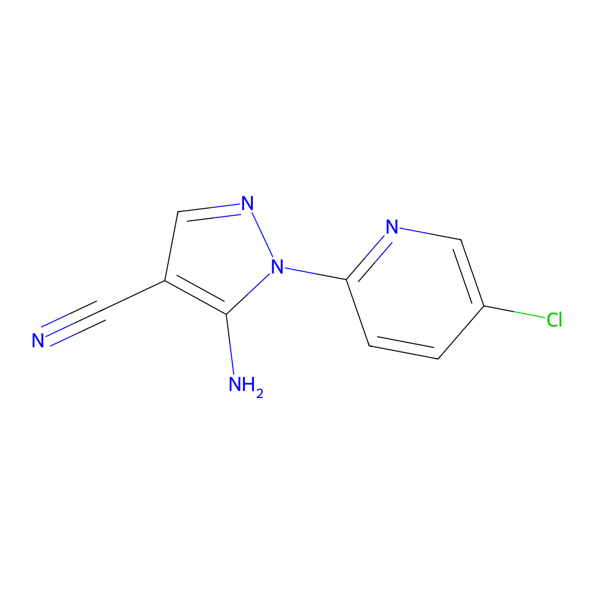 5-Amino-1-(5-chloro-2-pyridinyl)-1H-pyrazole-4-carbonitrile molecular structure, CAS 1176567-03-5