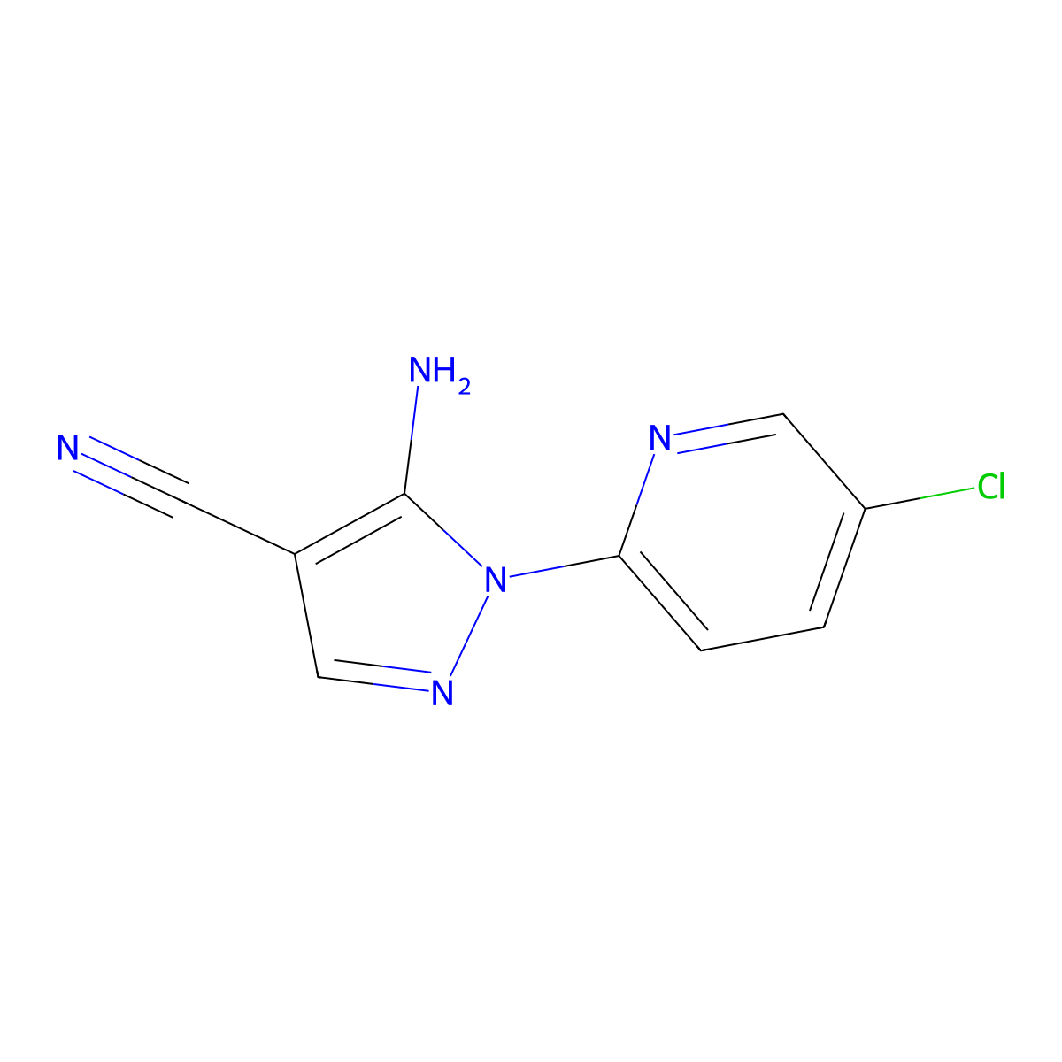 5-Amino-1-(5-chloro-2-pyridinyl)-1H-pyrazole-4-carbonitrile molecular structure, CAS 1176567-03-5
